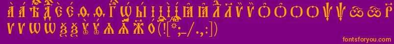 Orthodox.TtUcs8CapsР Р°Р·СЂСЏРґРѕС‡РЅС‹Р№ Font – Orange Fonts on Purple Background